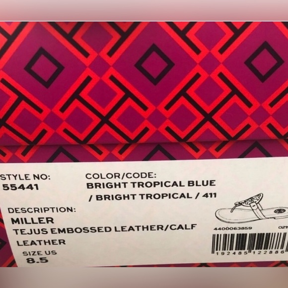 Tory Burch Tejus Embossed Leather Miller Sandal Size 8.5 💙💙💙 - Picture 10 of 10